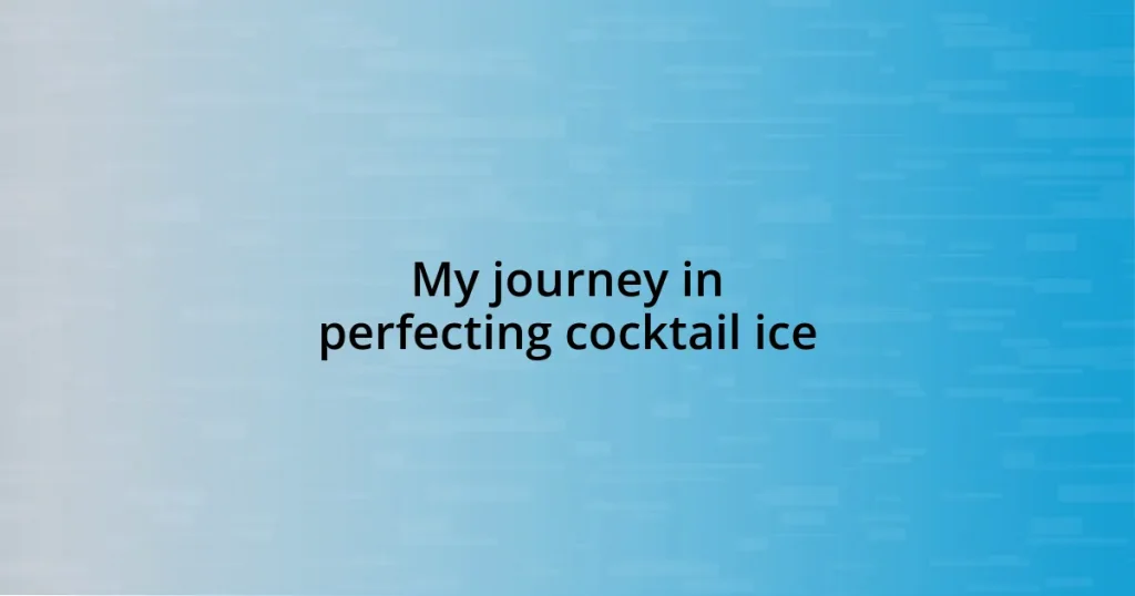 My journey in perfecting cocktail ice