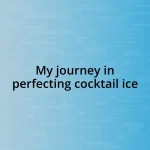 My journey in perfecting cocktail ice