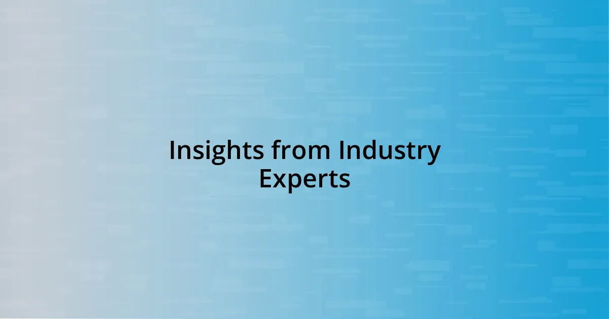 Insights from Industry Experts